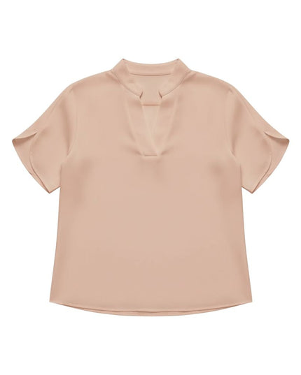 Short-sleeved top with V-neck and loose cut