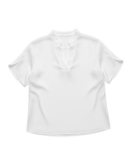 Short-sleeved top with V-neck and loose cut