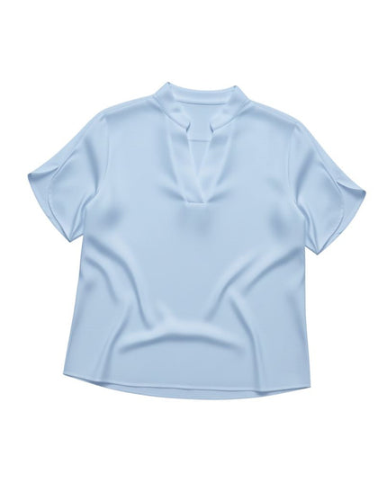 Short-sleeved top with V-neck and loose cut