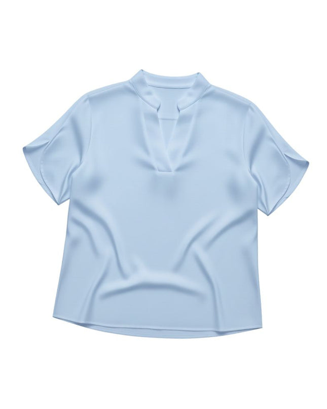 Short-sleeved top with V-neck and loose cut