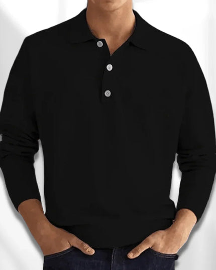 Men’s long-sleeve knit polo shirt