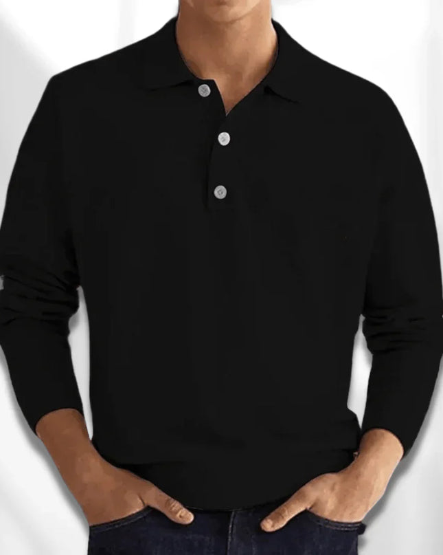 Men’s long-sleeve knit polo shirt