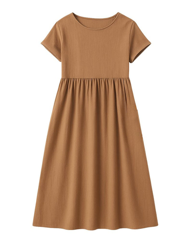 Women’s Long Dress with Short Sleeves and Loose Fit