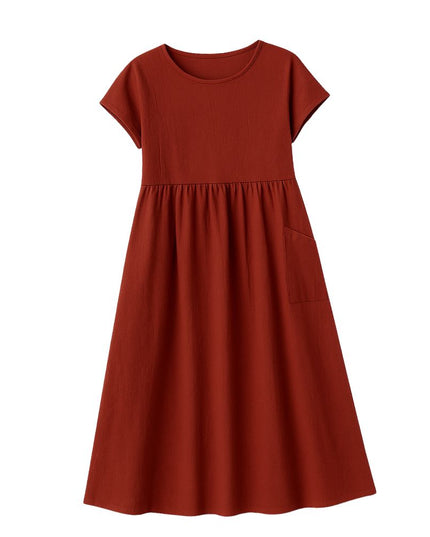 Women’s Long Dress with Short Sleeves and Loose Fit