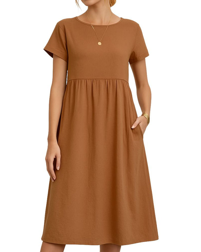 Women’s Long Dress with Short Sleeves and Loose Fit