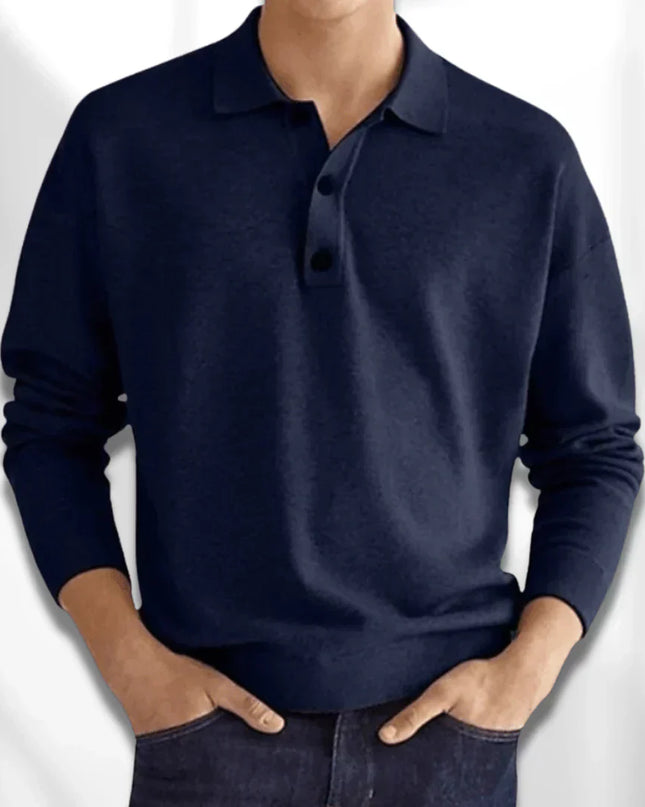 Men’s long-sleeve knit polo shirt