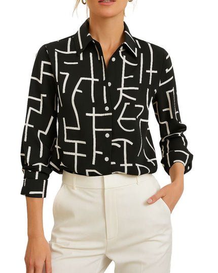 Women's blouse with pattern and button placket