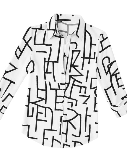 Women's blouse with pattern and button placket