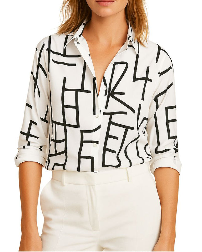 Women's blouse with pattern and button placket