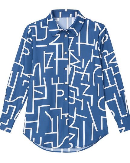 Women's blouse with pattern and button placket