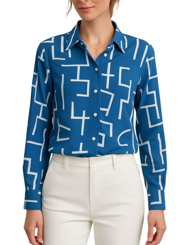 Women's blouse with pattern and button placket
