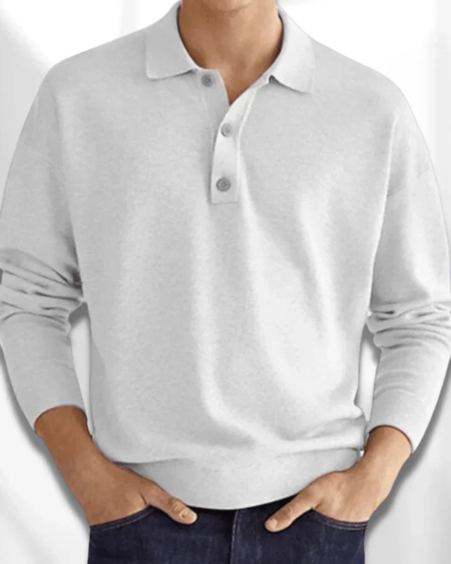 Men’s long-sleeve knit polo shirt