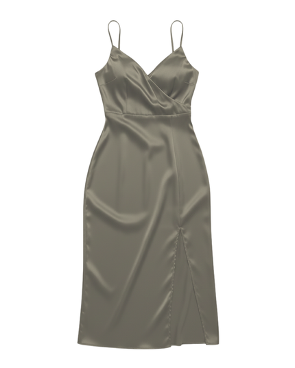 Dress with waterfall neckline and side slit