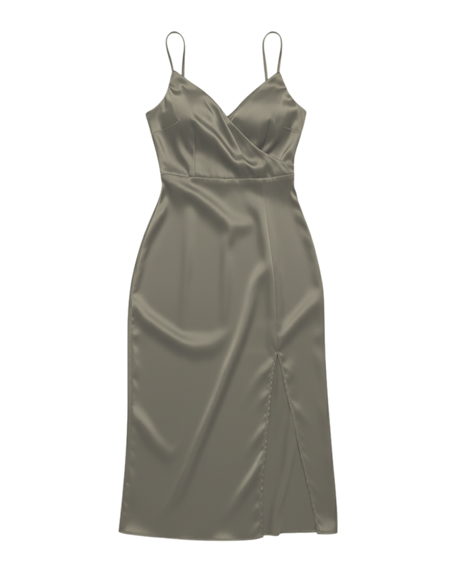 Dress with waterfall neckline and side slit