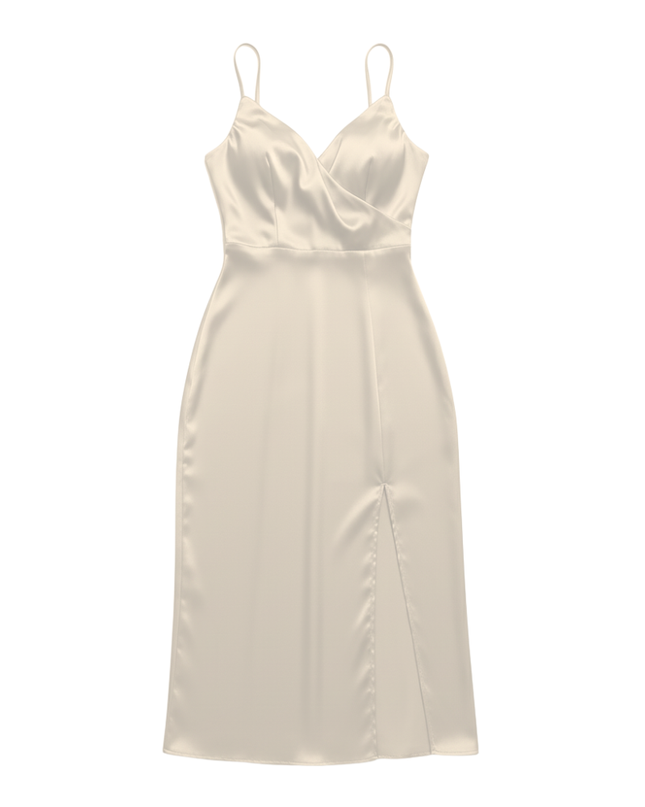 Dress with waterfall neckline and side slit