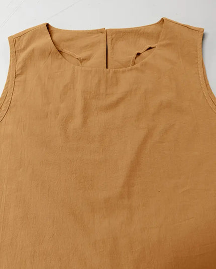 Sleeveless top with round neckline