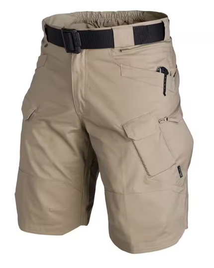 Cargo shorts with multiple pockets and belt