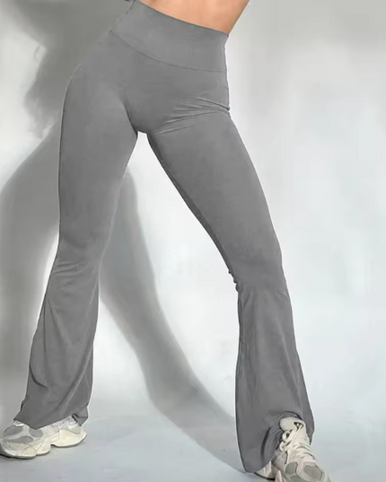 Women's trousers with a slightly flared cut and high waist