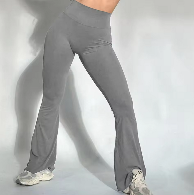 Women's trousers with a slightly flared cut and high waist