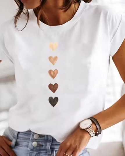 Printed short-sleeved T-shirt with round neckline