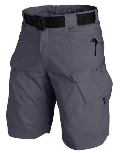 Cargo shorts with multiple pockets and belt