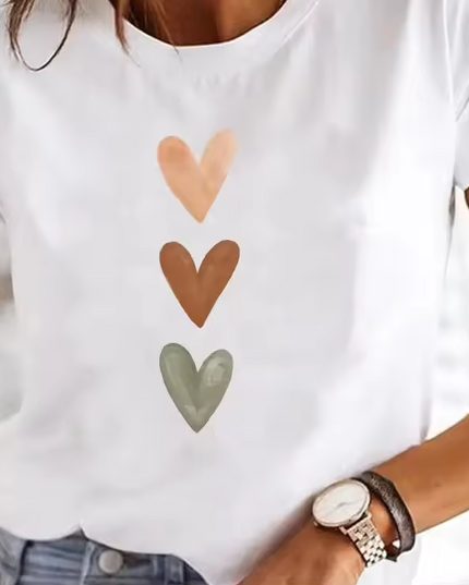 Printed short-sleeved T-shirt with round neckline