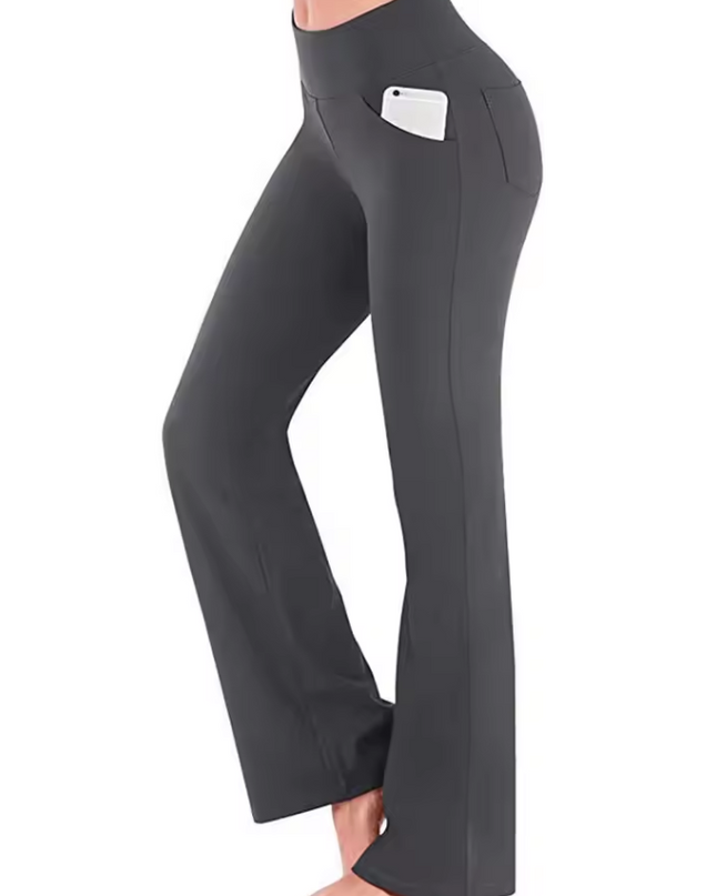 Women's flared leg trousers with side pocket