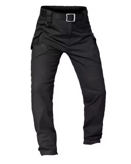 Cargo trousers with multiple pockets and belt