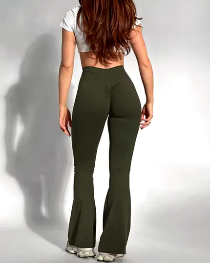 Women's trousers with a slightly flared cut and high waist